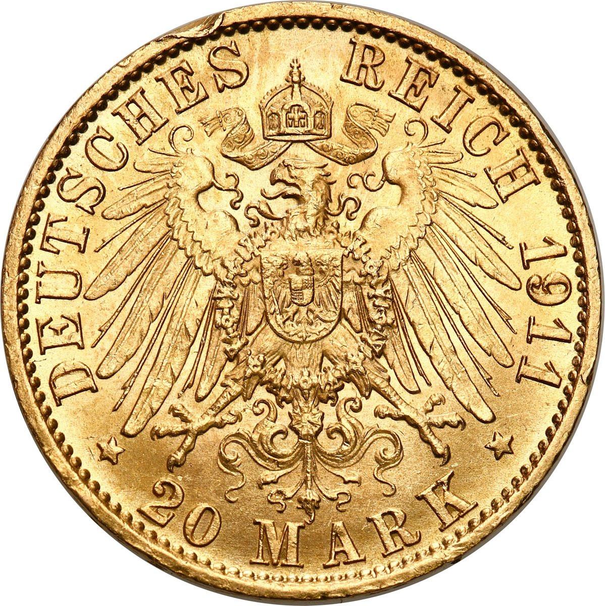 Niemcy Prusy. Wilhelm II 20 Marek 1911 A Berlin