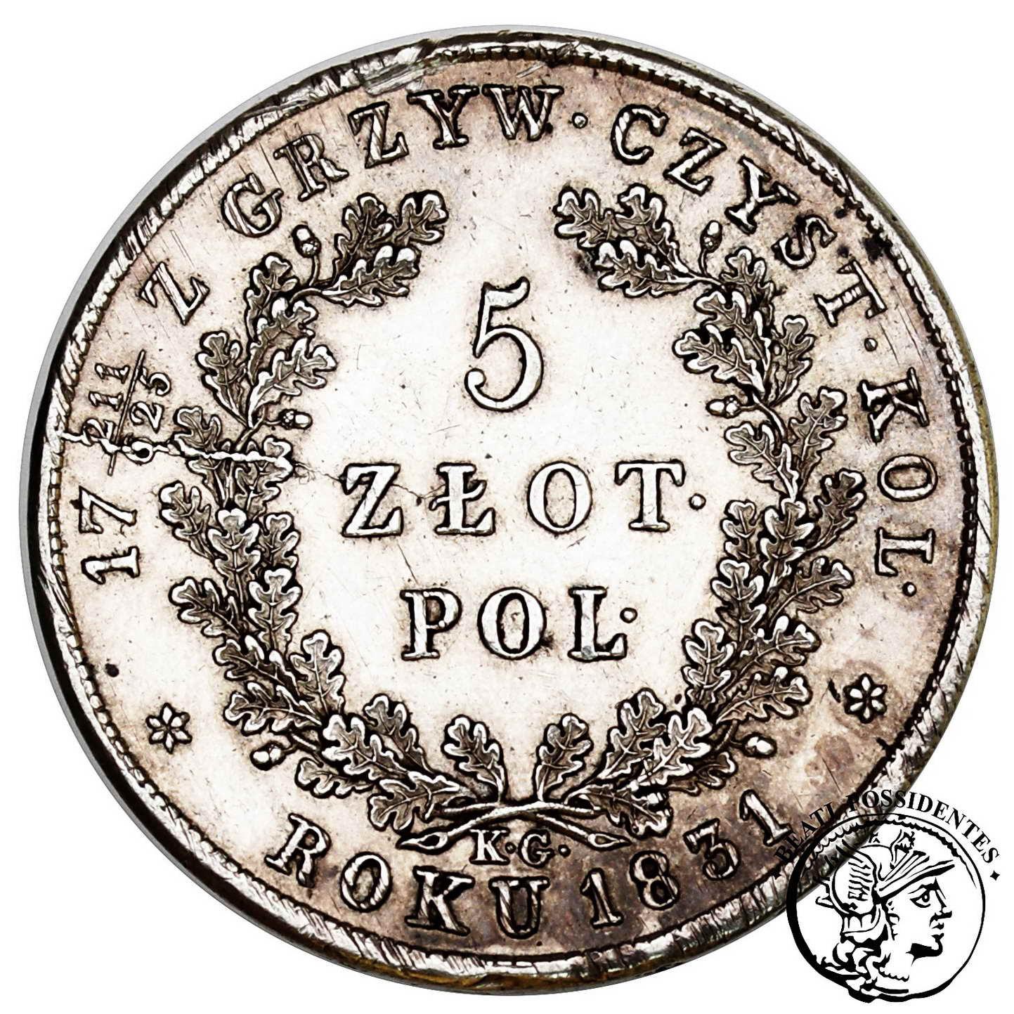 Powstanie Listopadowe 5 złotych 1831 K-G st.2-