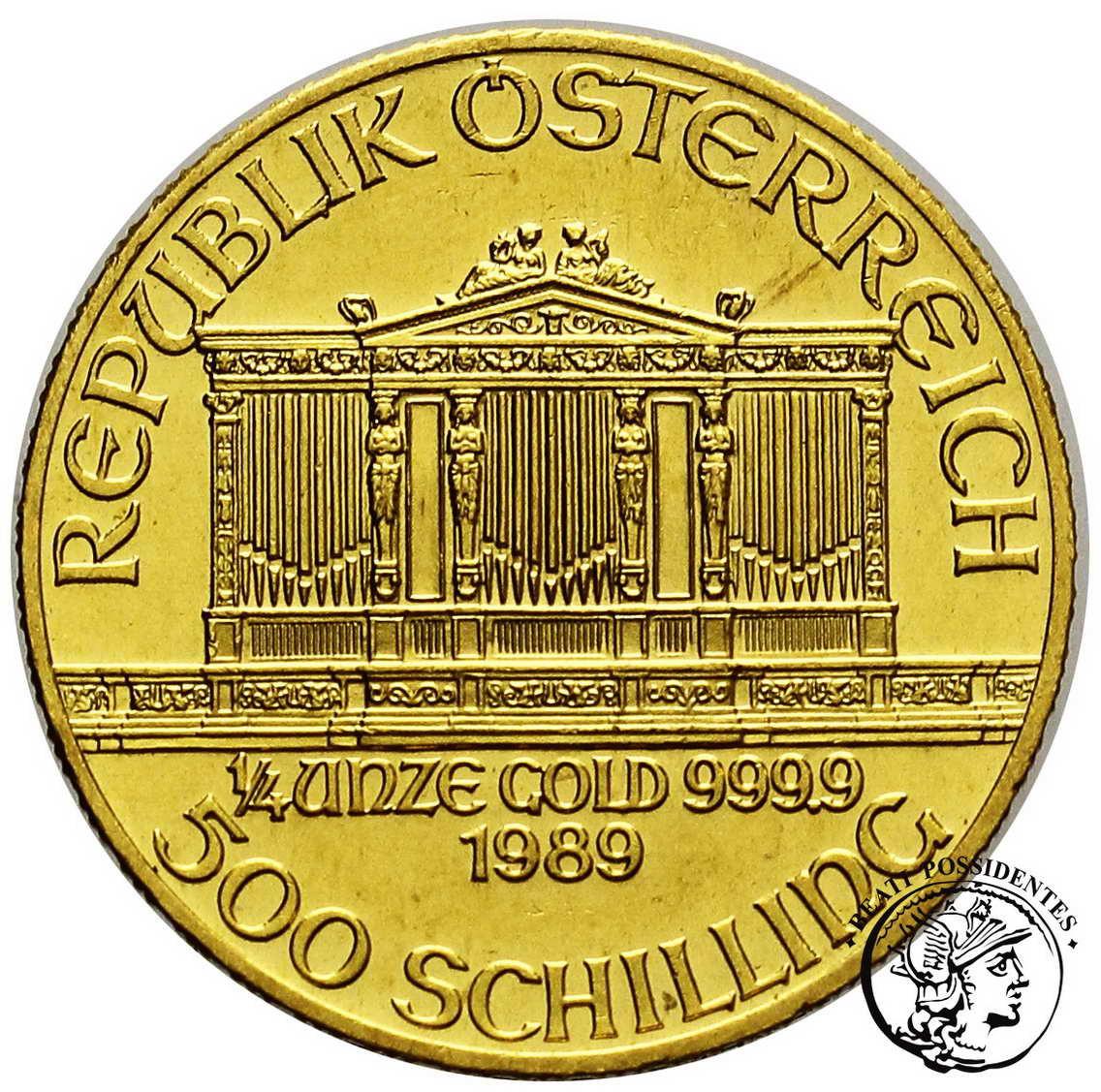 Austria Filharmonia 500 Szylingów 1989 (1/4 Oz Au 999 ) st.2+