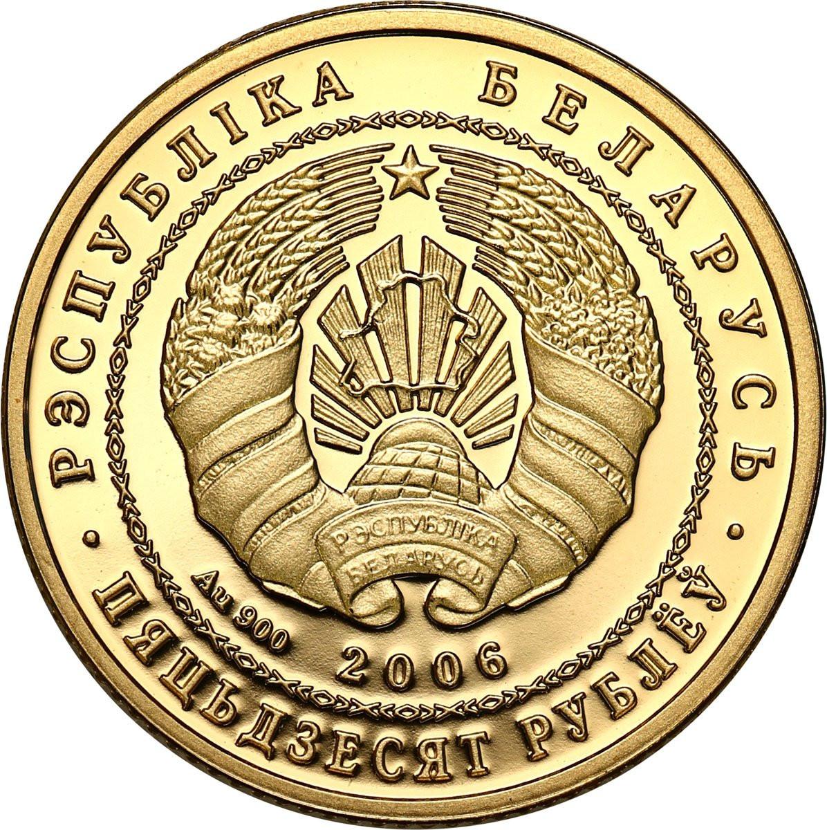 Białoruś. 50 Rubli 2006 Fauna Białorusi - Bóbr - ZŁOTO