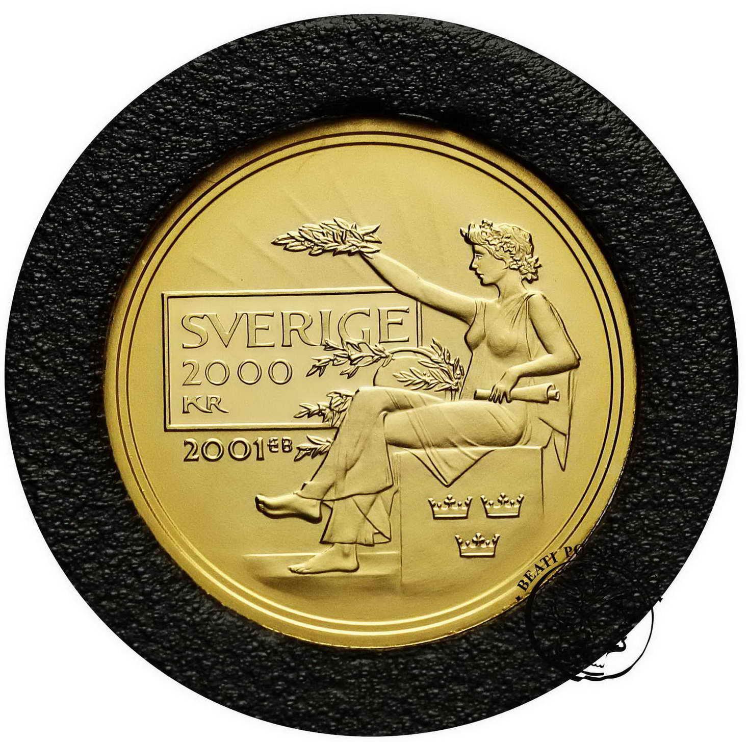Szwecja 2000 Koron 2001 100 - lecie Nobla st. L