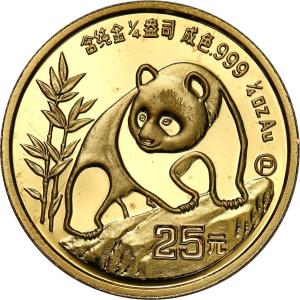 Chiny. 25 Yuan 1990 Panda - 1/4 uncji złota - Rzadkie