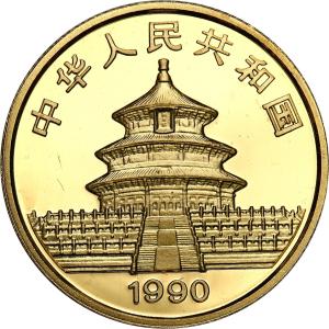 Chiny. 25 Yuan 1990 Panda - 1/4 uncji złota - Rzadkie