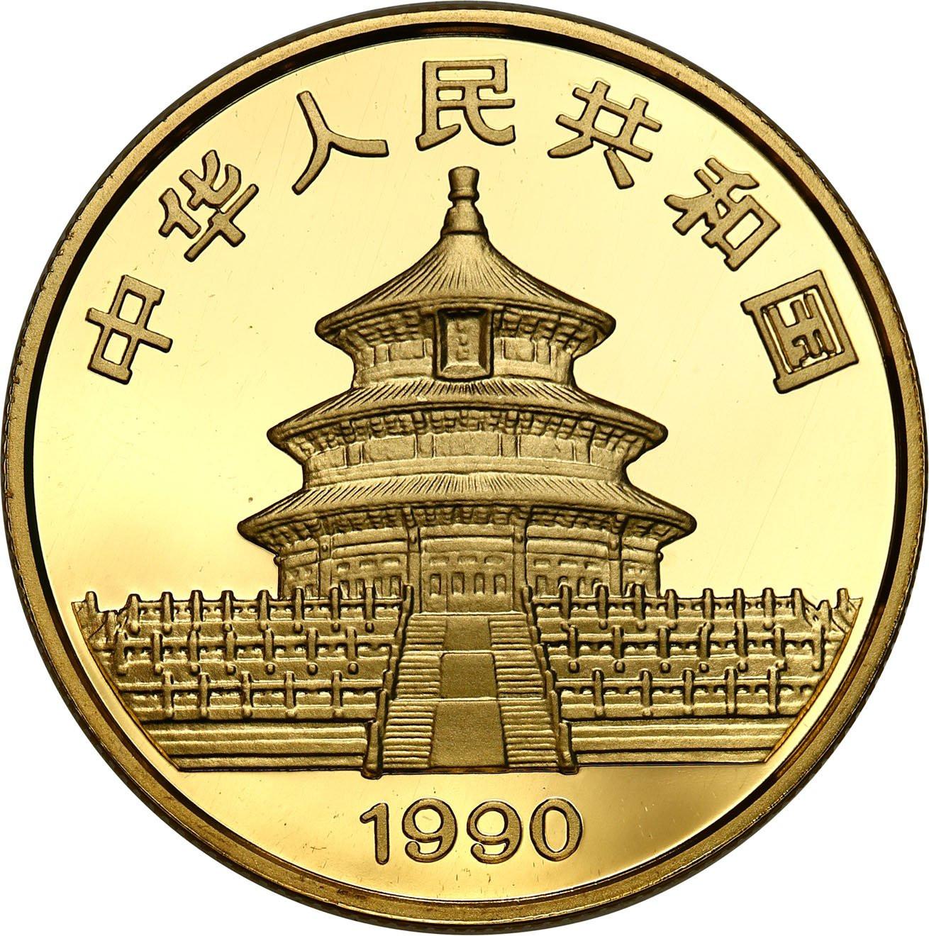 Chiny. 50 Yuan 1990 Panda - 1/2 uncji złota - Rzadkie