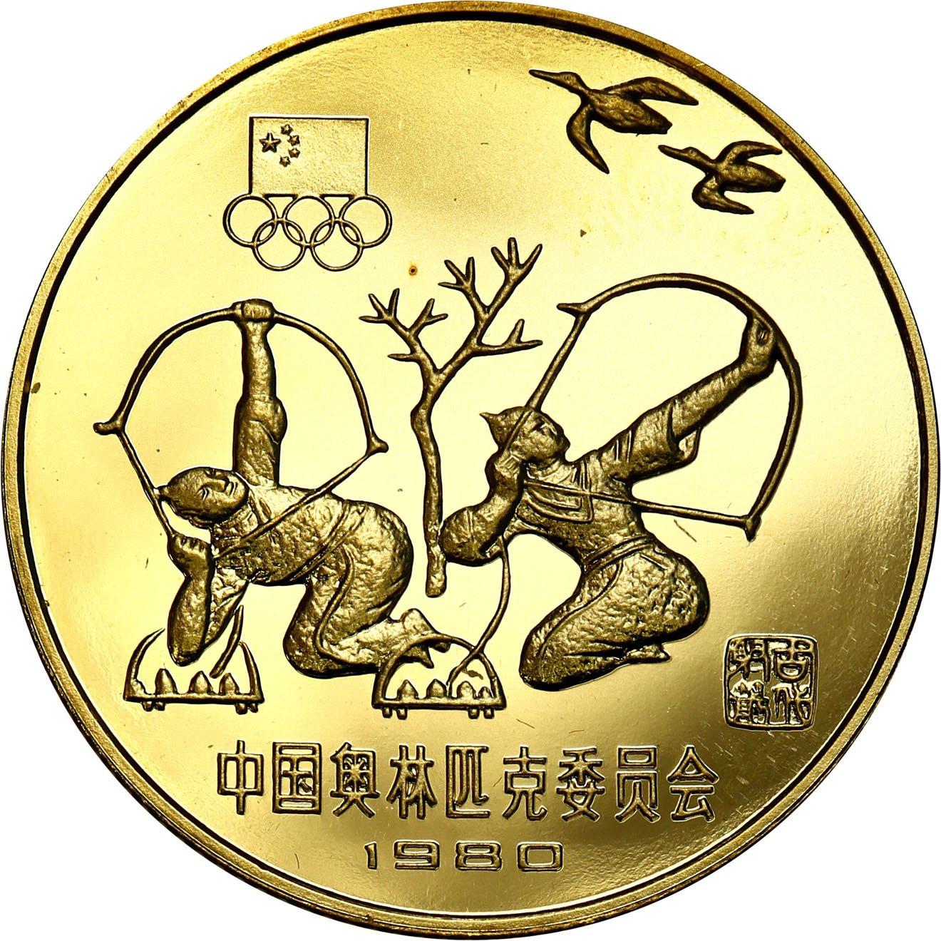 Chiny. 300 Yuan 1980 Łucznictwo - Olimpiada 1980 Lake Placid - RZADKIE