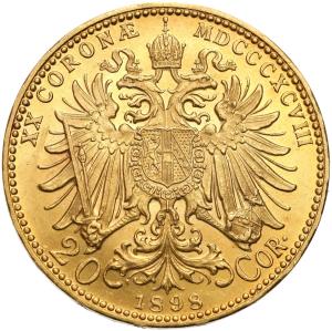 Austria. Franciszek Józef I. 20 Koron 1898 - PIĘKNE