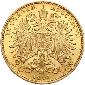 Austria. Franciszek Józef I. 20 Koron 1897 - PIĘKNE