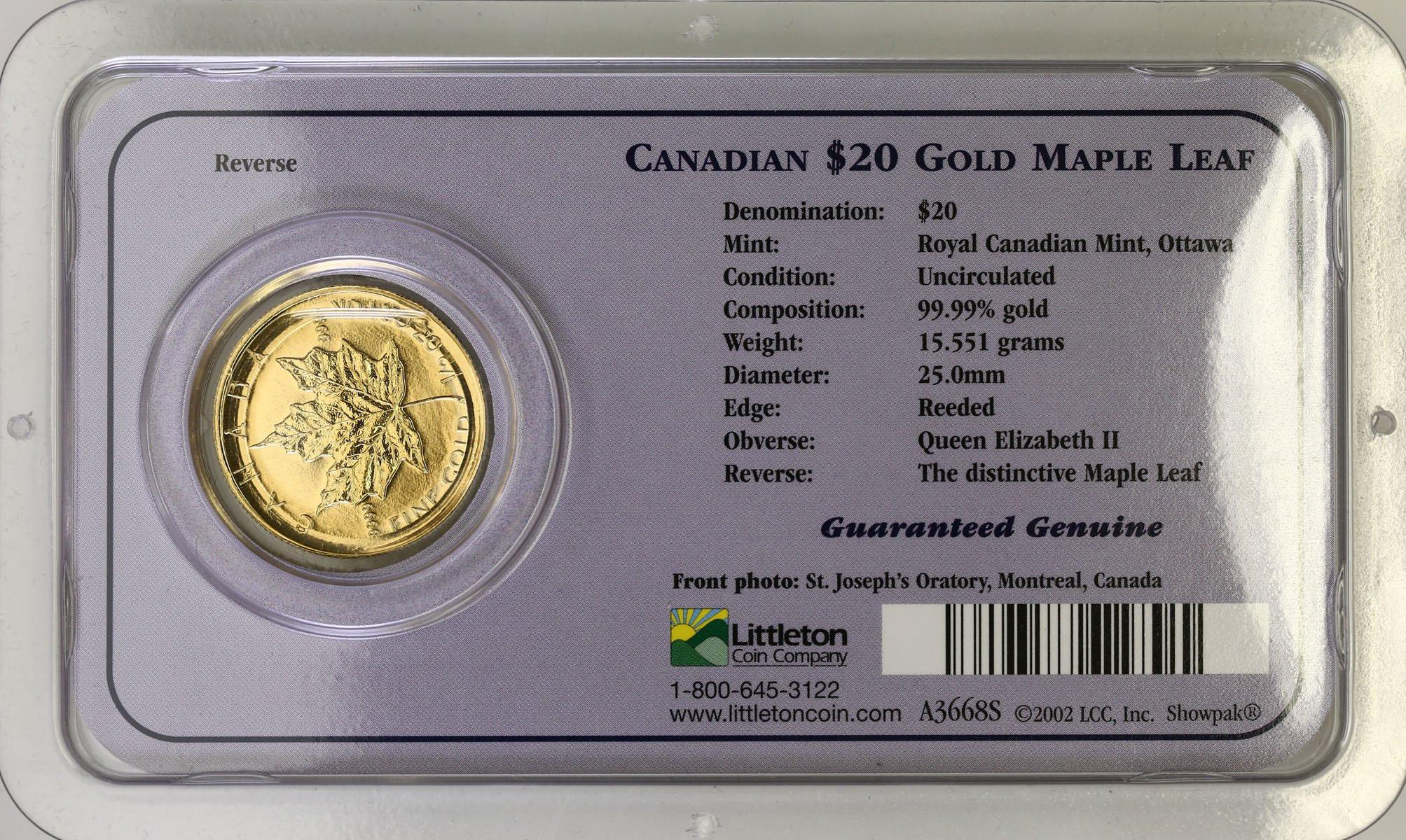Kanada 20 dolarów 2004 Liść / oryginalny blister