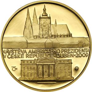 Czechy. Medal 2009 Wizyta Baraka Obamy w Czechach - UNCJA ZŁOTA