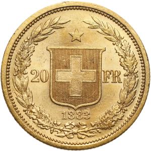 Szwajcaria. 20 franków 1883 - PIĘKNE