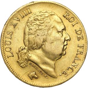 Francja, Ludwik XVIII (1814-1824). 40 franków 1818 W, Lille
