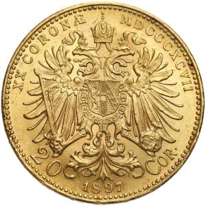 Austria. Franciszek Józef I. 20 Koron 1897 - PIĘKNE