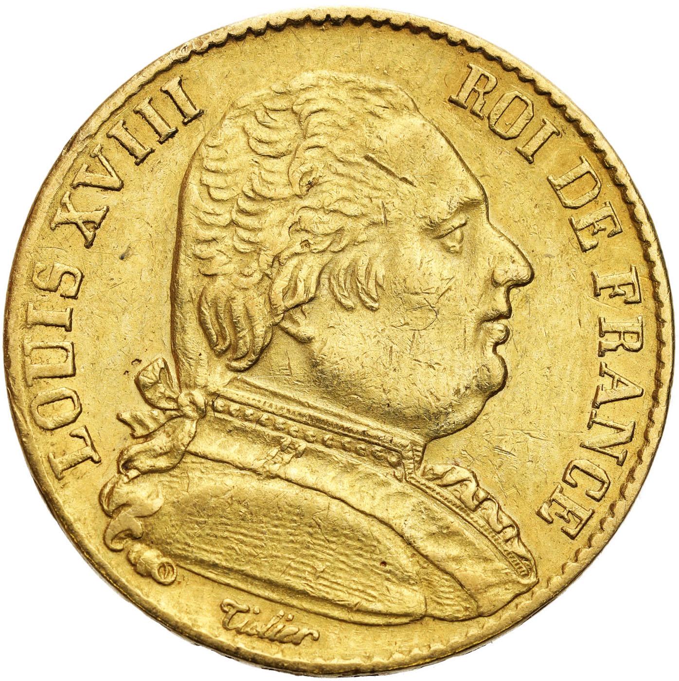 Francja. Ludwik XVIII 20 franków 1814 A Paryż