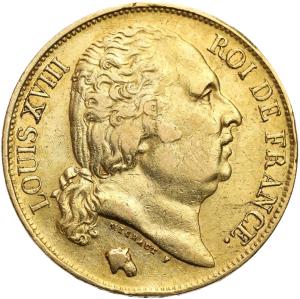 Francja, Ludwik XVIII. 20 franków 1824 W, Lille