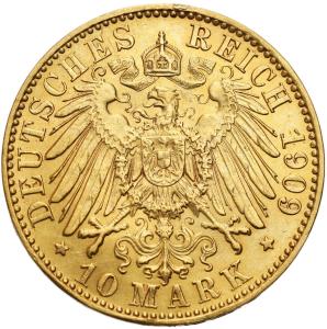 Niemcy Prusy. Wilhelm II. 10 Marek 1909 A, Berlin - PIĘKNE