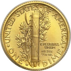 USA 10 centów (one dime) 2016 - 1/10 uncji złota ANACS SP70 ZŁOTO
