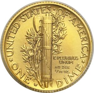 USA 10 centów (one dime) 2016 - 1/10 uncji złota ANACS SP70 (MAX) ZŁOTO