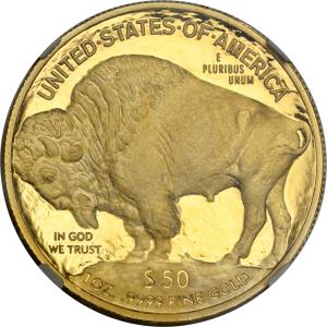 USA. Złote 50 dolarów 2010 Buffalo - BIZON (uncja złota) - STEMPEL LUSTRZANY NGC PF69 ULTRA CAMEO
