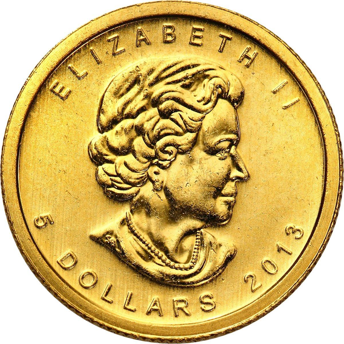 Kanada 5 dolarów 2013 liść klonowy 1/10 uncji złota