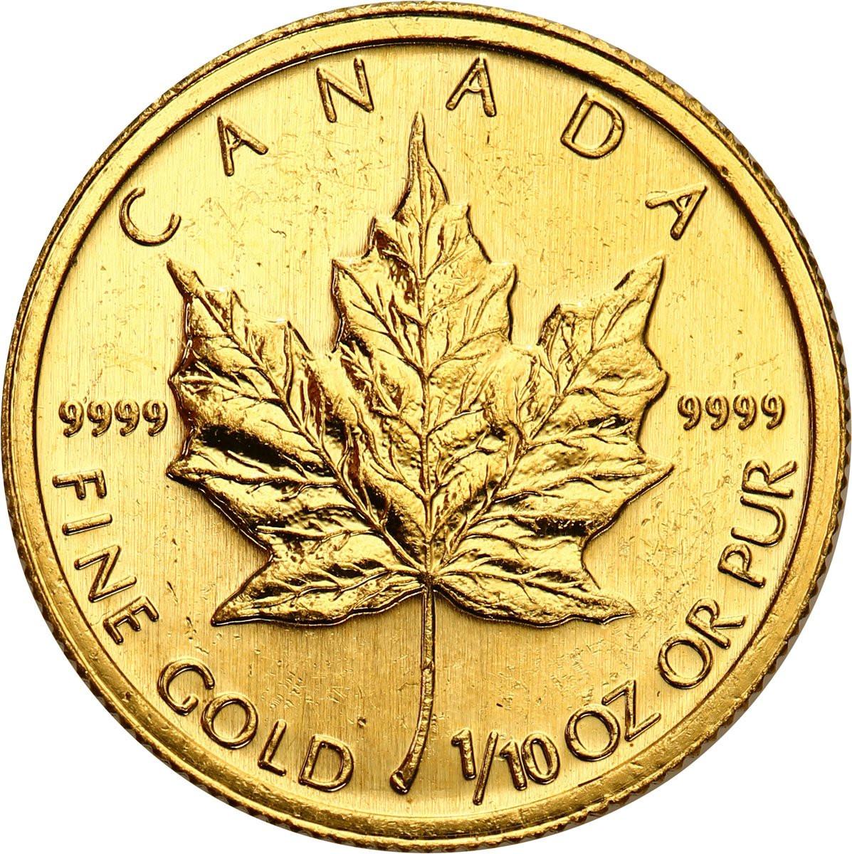 Kanada 5 dolarów 1993 liść klonowy 1/10 uncji złota