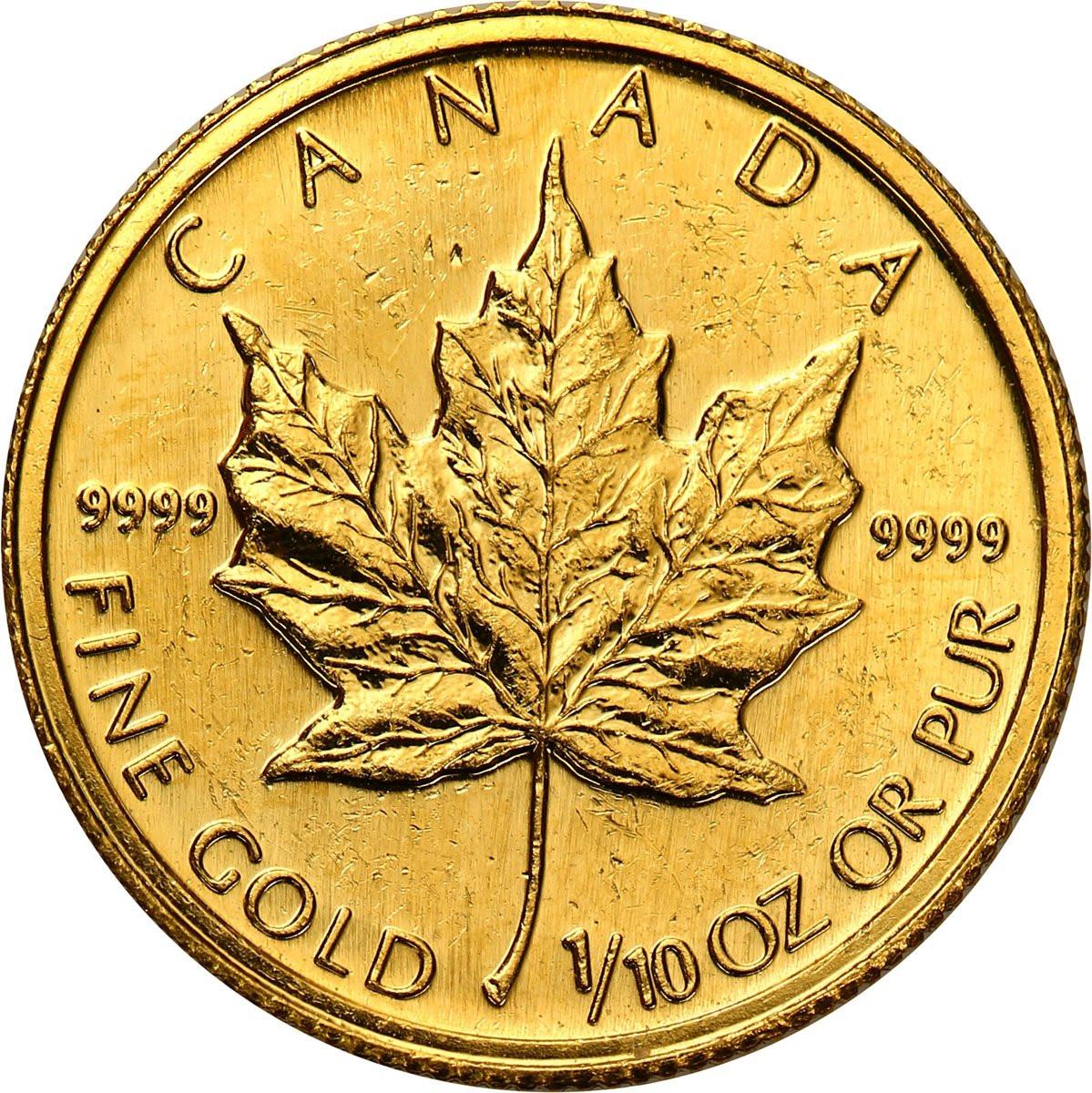 Kanada 5 dolarów 1991 liść klonowy 1/10 uncji złota
