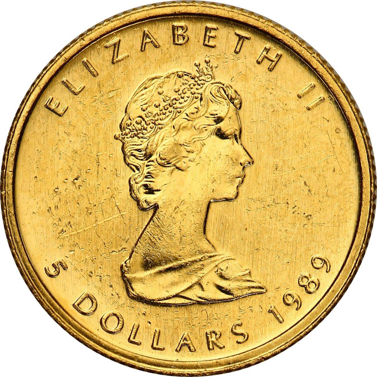 Kanada 5 dolarów 1989 liść klonowy 1/10 uncji złota