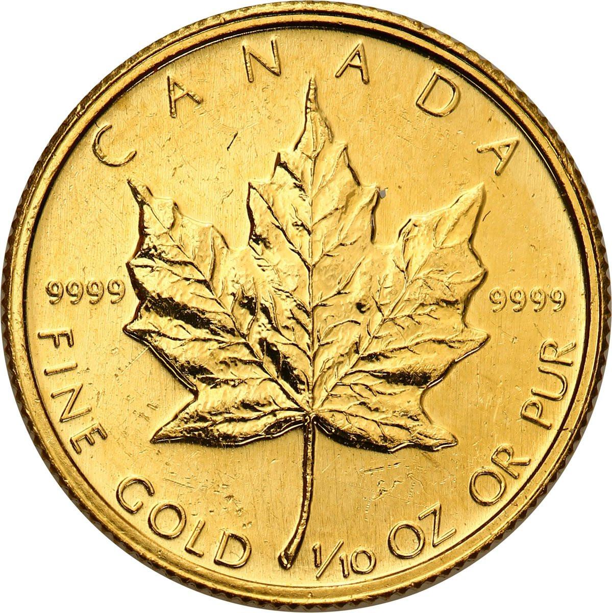 Kanada 5 dolarów 1989 liść klonowy 1/10 uncji złota