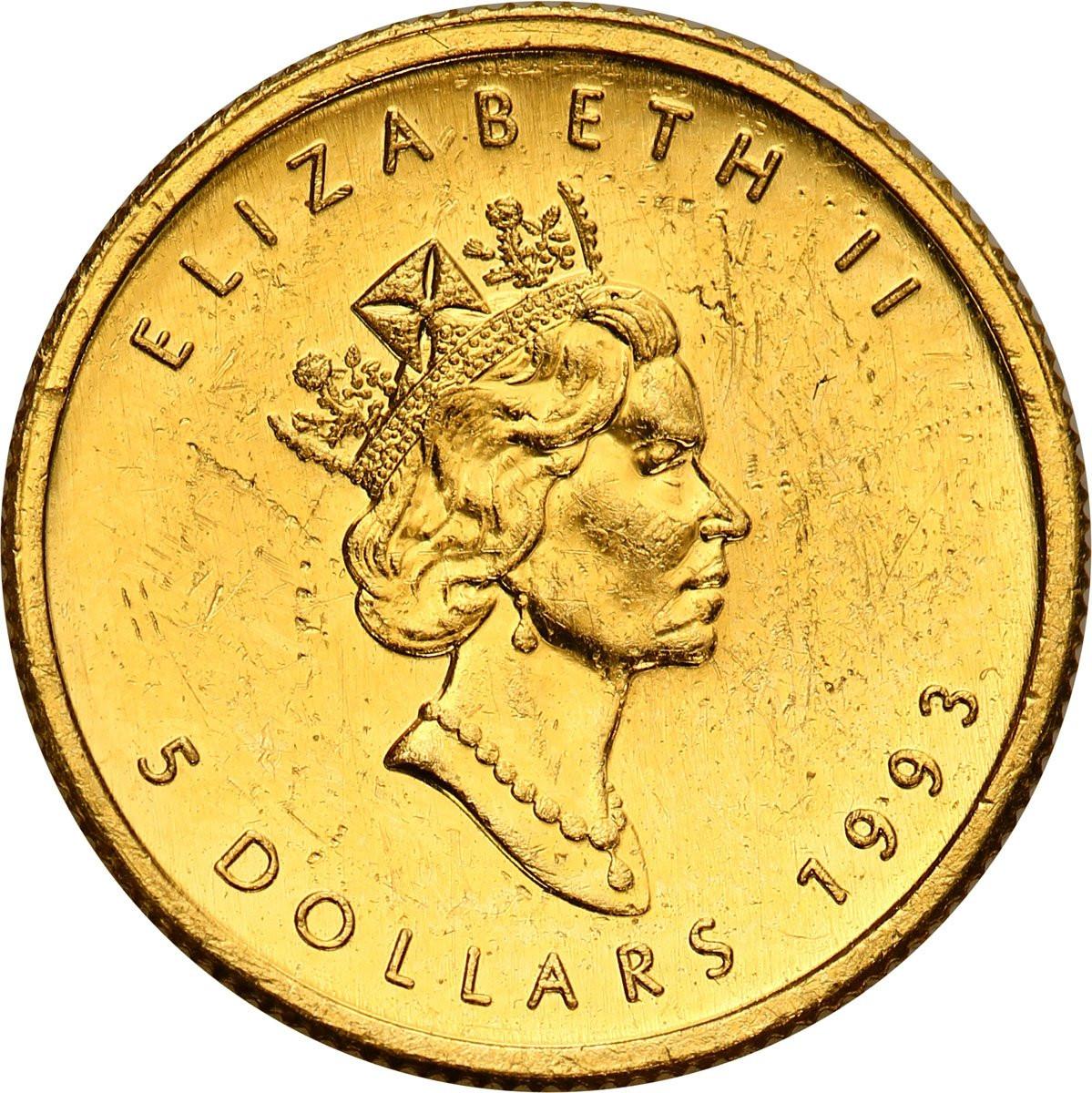 Kanada 5 dolarów 1993 liść klonowy 1/10 uncji złota