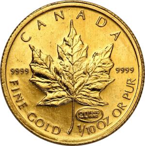 Kanada 5 dolarów 1999 liść klonowy 1/10 uncji złota
