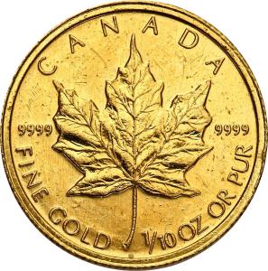 Kanada 5 dolarów 2001 liść klonowy 1/10 uncji złota