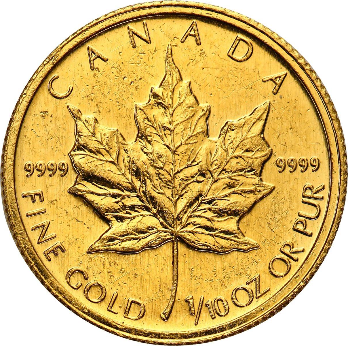 Kanada 5 dolarów 1992 liść klonowy 1/10 uncji złota