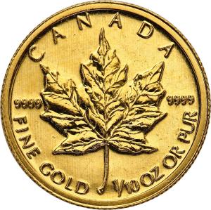 Kanada 5 dolarów 2012 liść klonowy 1/10 uncji złota