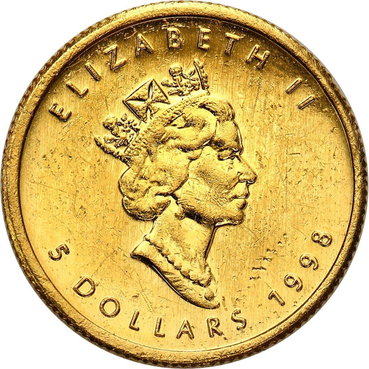 Kanada 5 dolarów 1998 liść klonowy 1/10 uncji złota