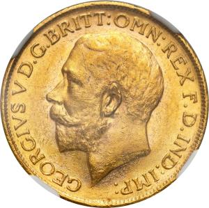 Wielka Brytania/Australia. Jerzy V. 1 suweren 1912 Melbourne NGC MS62