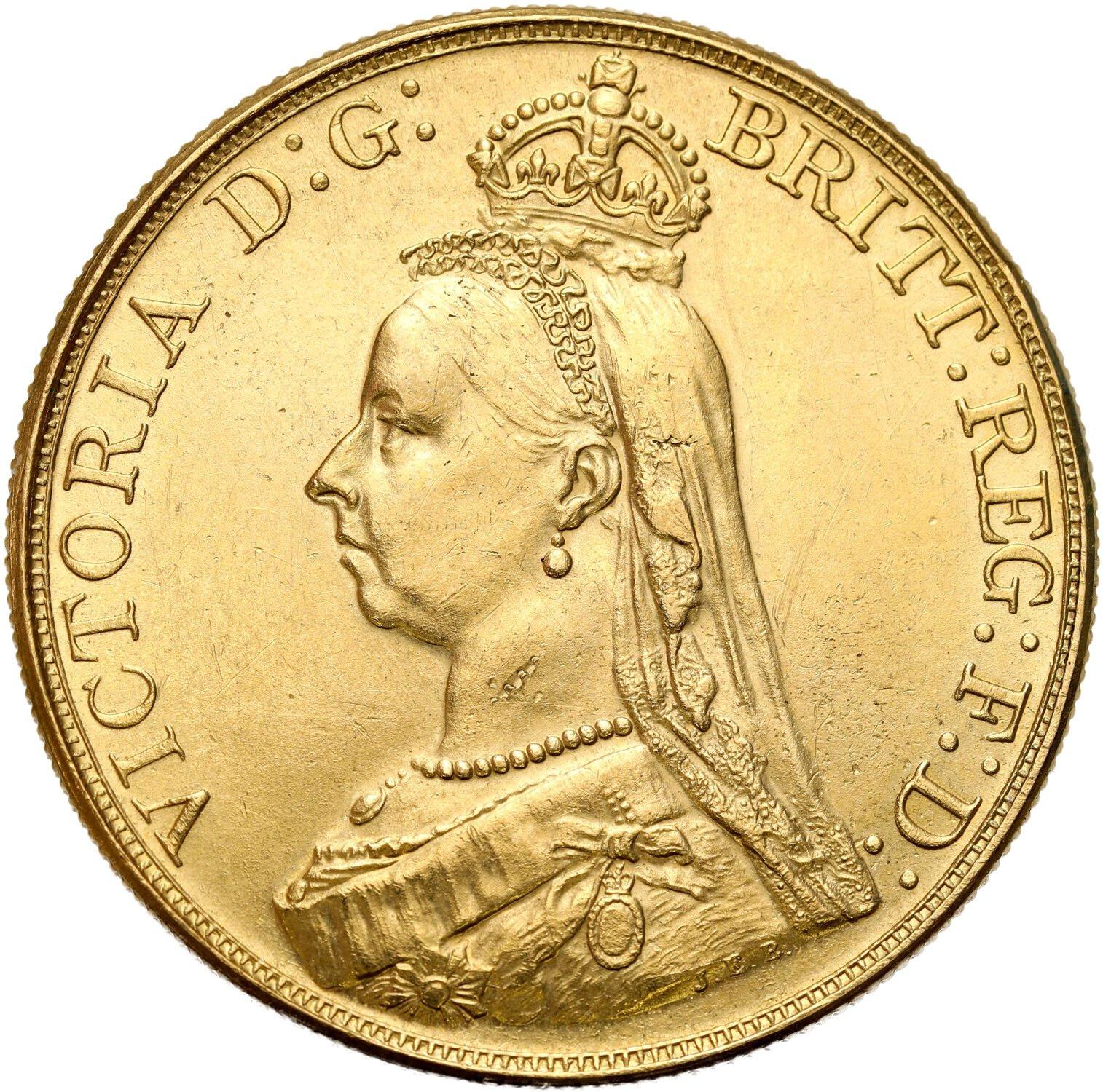 Wielka Brytania. Victoria (1837-1901). 5 funtów (suwerenów) 1887
