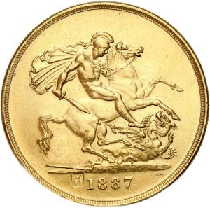 Wielka Brytania. Victoria (1837-1901). 5 funtów (suwerenów) 1887