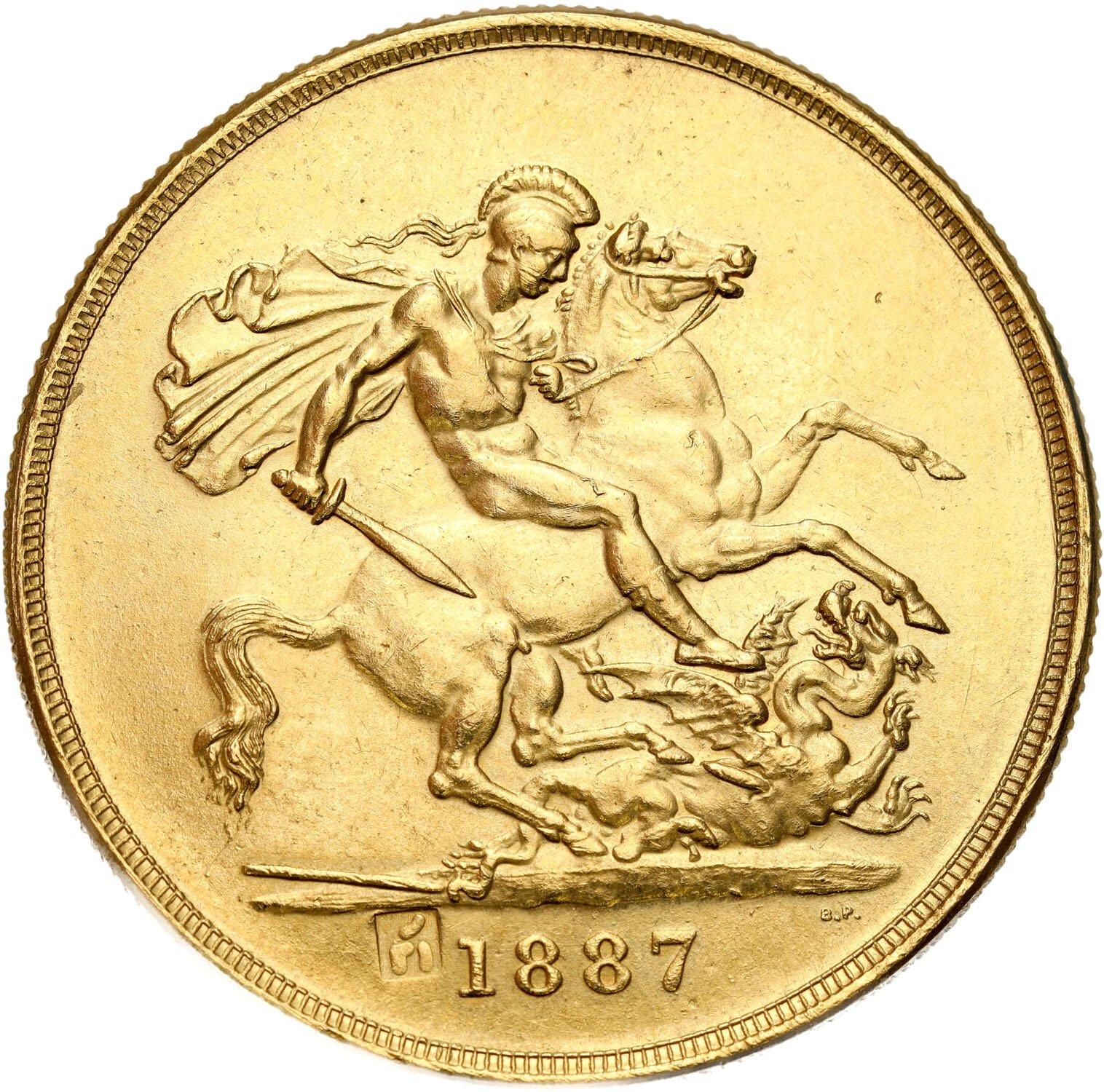 Wielka Brytania. Victoria (1837-1901). 5 funtów (suwerenów) 1887