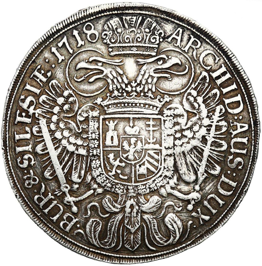 Śląsk. Karol VI (1711-1740). Talar 1718, Wrocław - RZADSZY ROCZNIK