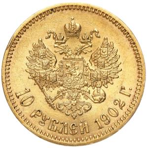 Rosja Mikołaj II. 10 rubli 1902 AP, Petersburg
