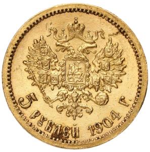 Rosja. Mikołaj II. 5 rubli 1904 AP, Petersburg
