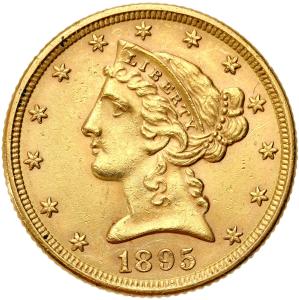 USA. Złote 5 dolarów 1895 Filadelfia