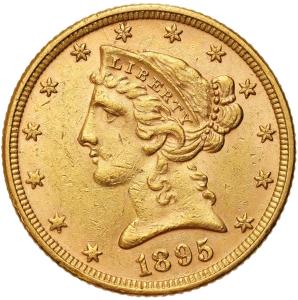 USA. Złote 5 dolarów 1895 Filadelfia