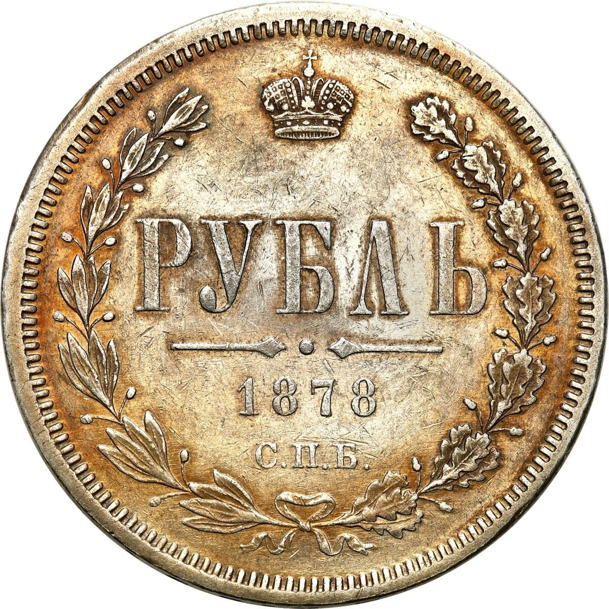Rosja, Aleksander II. Rubel 1878 СПБ-НФ, Petersburg - ŁADNY