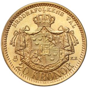 Szwecja, Oskar II (1872–1907). 20 koron 1884, Sztokholm