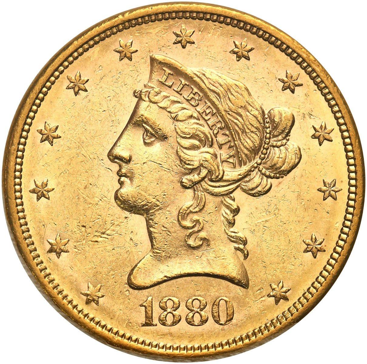 USA.10 dolarów Liberty 1880 San Francisco NAC MS66