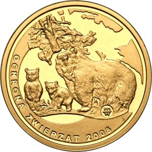 Ochrona Zwierząt 2008. Niedźwiedź Brunatny – mały , Złoto – tylko 21 egz!