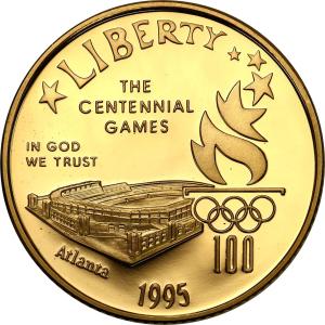 USA. Złote 5 dolarów 1995 Olimpiada Atlanta STADION / ORZEŁ