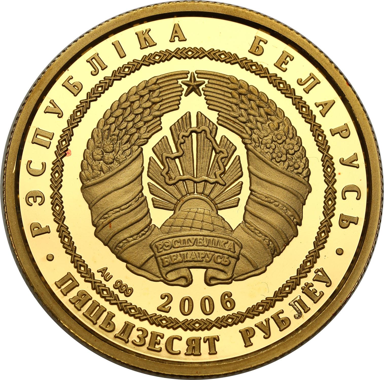 Białoruś 50 rubli 2006 Sokół Wędrowny brylant - 1/4 uncji złota