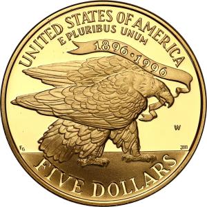 USA. Złote 5 dolarów 1995 Olimpiada Atlanta STADION / ORZEŁ