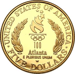 USA. Złote 5 dolarów 1996 Olimpiada Atlanta ZNICZ